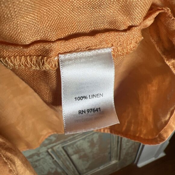 J Jill 100% Linen Orange Blouse Women’s XL Button Down Long Sleeve Collared - Picture 8 of 9